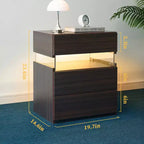 Table de chevet à 3 tiroirs avec éclairage LED pour chambre et salon