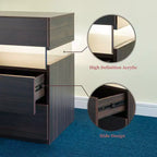Table de chevet à 3 tiroirs avec éclairage LED pour chambre et salon