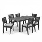 Ensemble de salle à manger 7 pièces moderne en acacia Putra Christopher Knight Home avec table à lattes extensible et coussins