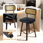 Lot de 2 tabourets de bar pivotants à 360° en rotin de hauteur comptoir avec coussin en PU