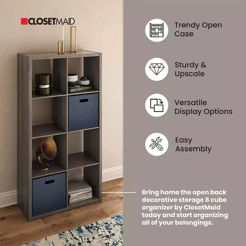 Heavy Duty Open Back 9-Cube Storage Organizer, Graphite Gray