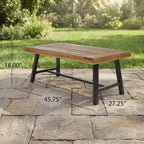 Table basse de style industriel en bois d'acacia de 116,2 cm avec structure en métal thermolaqué