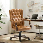 Fauteuil de bureau de direction à dossier haut, en similicuir ergonomique, avec soutien lombaire et pivot réglable