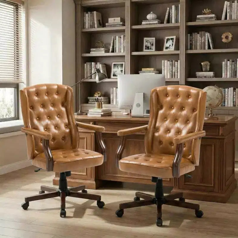 Executive Wingback Office Chair, Ergonomic Faux Leather, Lumbar Support, Adjustable Swivel