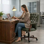 Fauteuil de bureau de direction à dossier haut, en similicuir ergonomique, avec soutien lombaire et pivot réglable