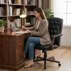 Fauteuil de bureau de direction à dossier haut, en similicuir ergonomique, avec soutien lombaire et pivot réglable