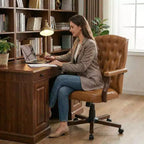 Fauteuil de bureau de direction à dossier haut, en similicuir ergonomique, avec soutien lombaire et pivot réglable