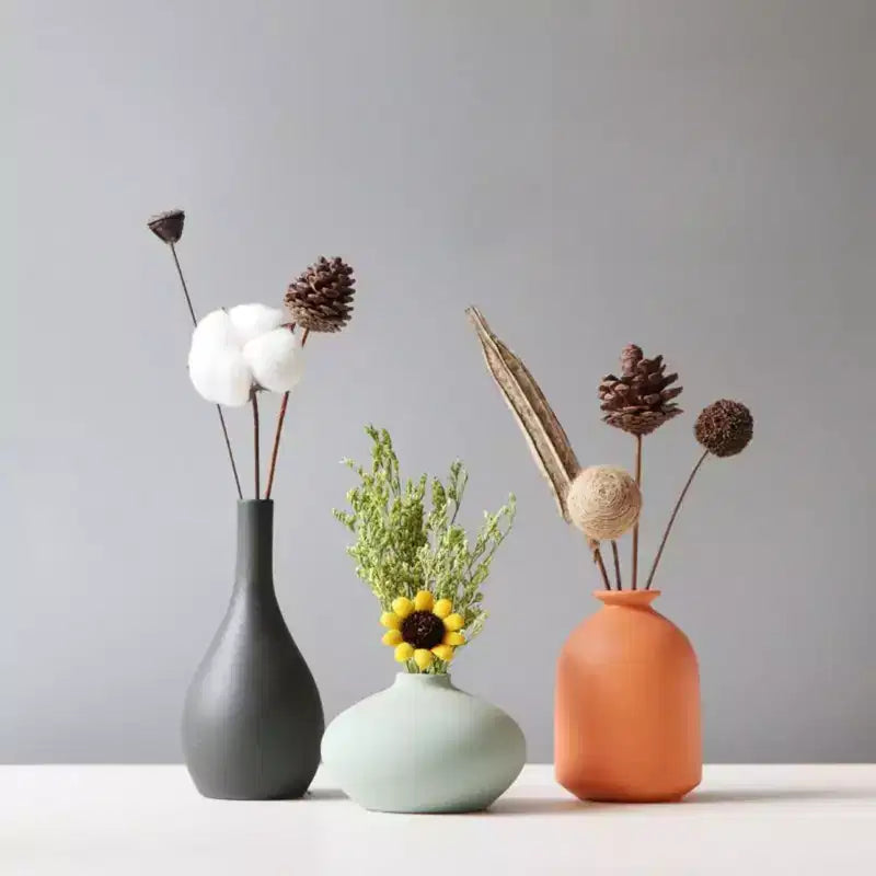 Nordic Macaron Ceramic Vases, Frosted, Waterproof, Home & Office Decor