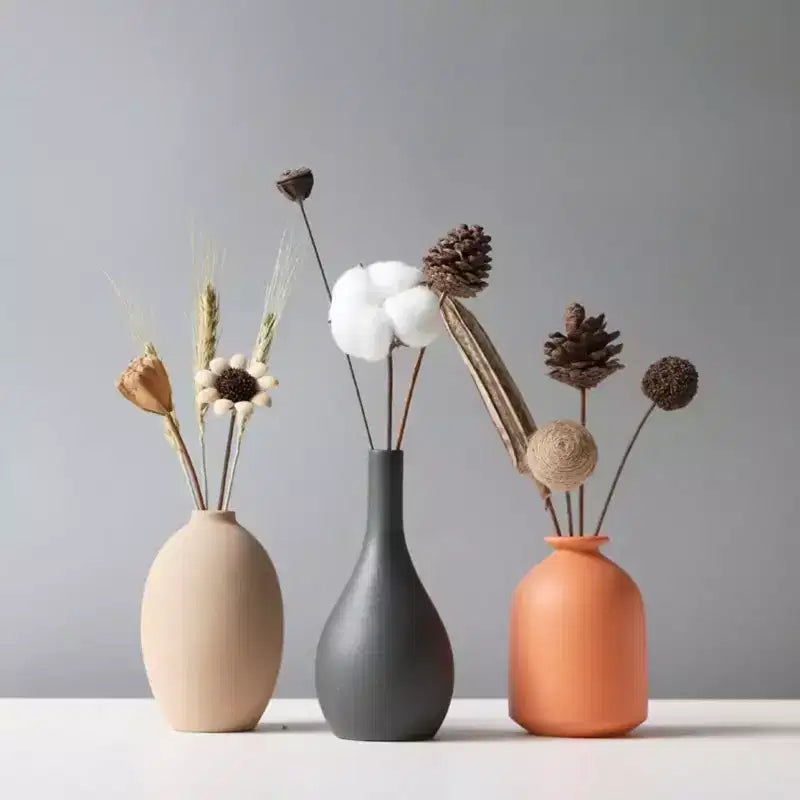 Nordic Macaron Ceramic Vases, Frosted, Waterproof, Home & Office Decor