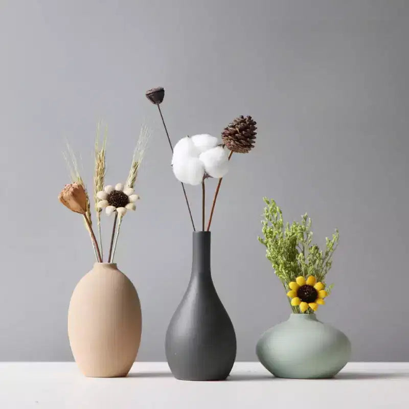 Nordic Macaron Ceramic Vases, Frosted, Waterproof, Home & Office Decor