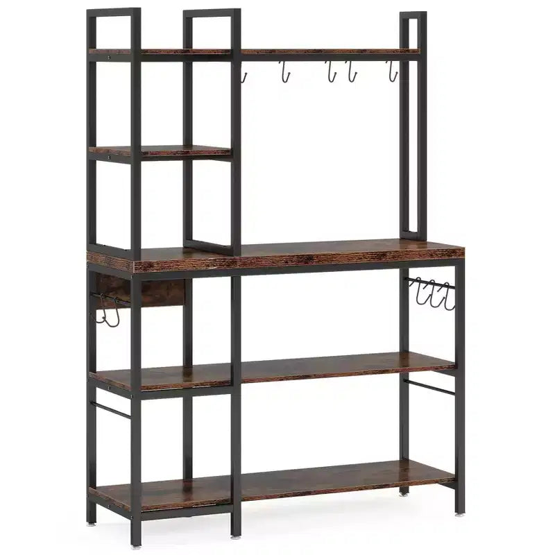 5-Tier 43" Bakers Rack, Brown/Black