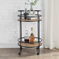 Serving Bar Cart in Weathered Oak and Black