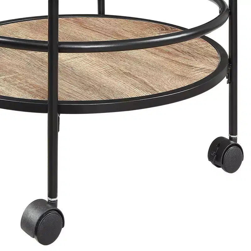 Serving Bar Cart in Weathered Oak and Black