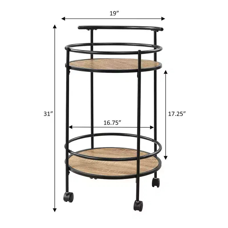 Serving Bar Cart in Weathered Oak and Black