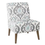 Fauteuil d'appoint moderne sans accoudoirs bleu, chaise crapaud rembourrée, cadre en contreplaqué et bois dur