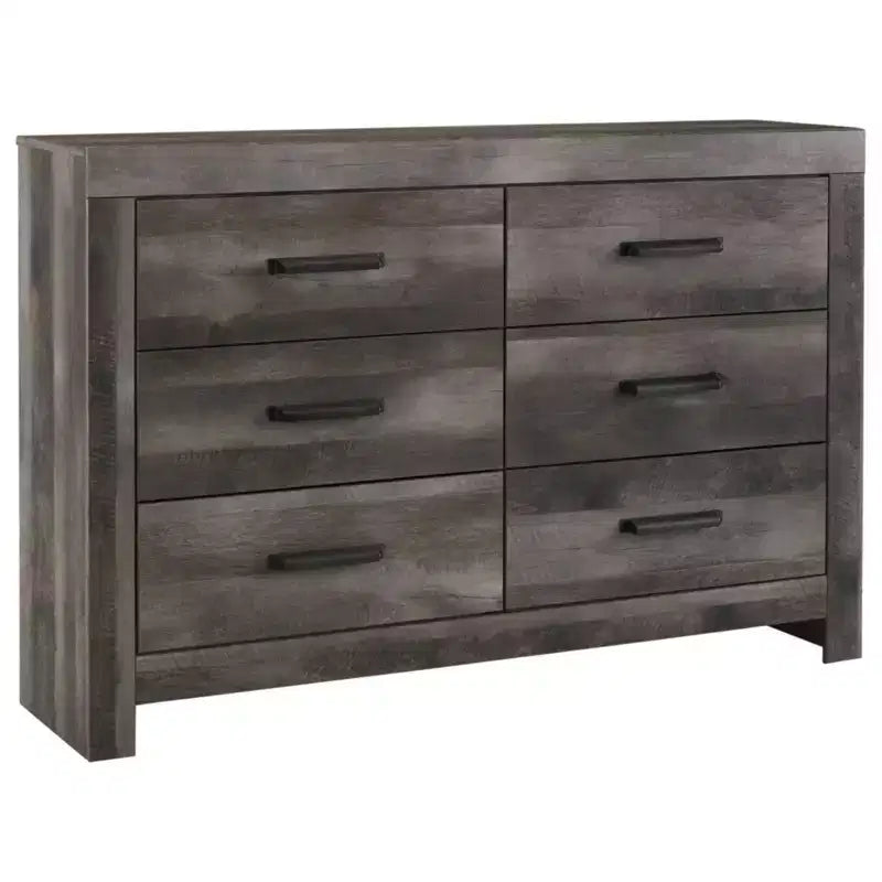 6-Drawer Dresser Gray - Rustic Oak Laminated Wood Composite