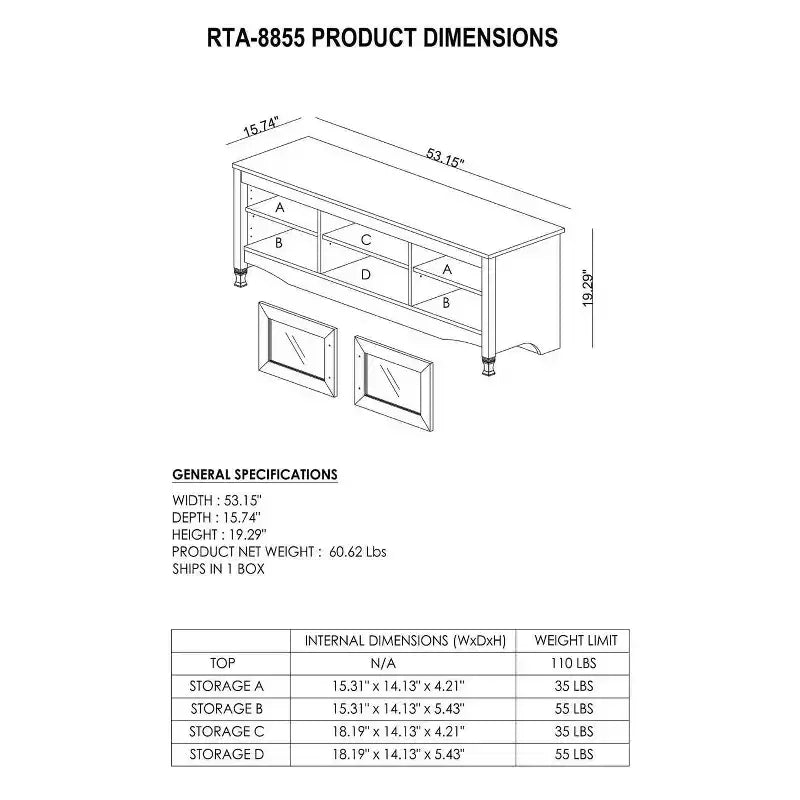 TV Stand for TVs up to 65", Gray