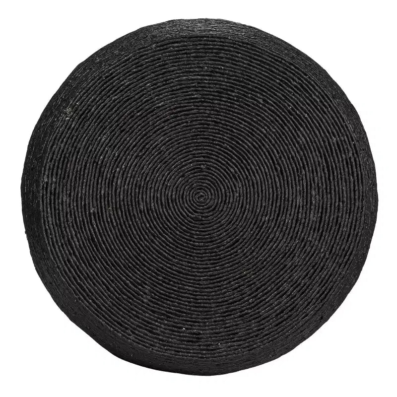 Round Rope Barrel Side Table, Black