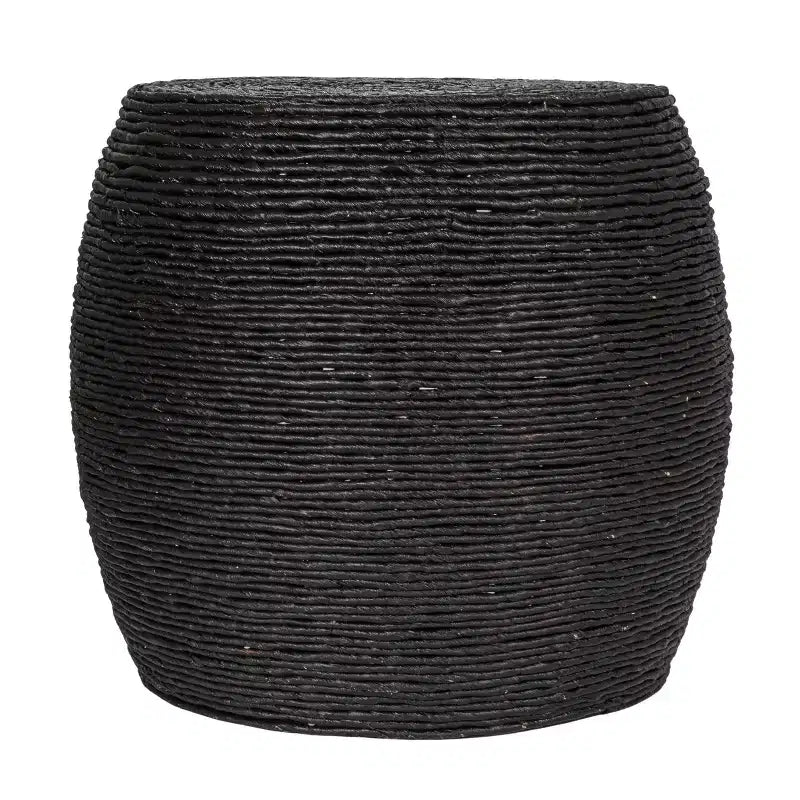 Round Rope Barrel Side Table, Black