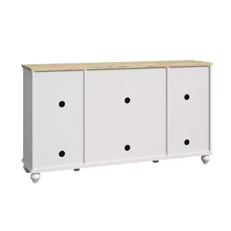 63" Vintage Style Buffet Sideboard Cabinet with Drawers and Glass Doors, White