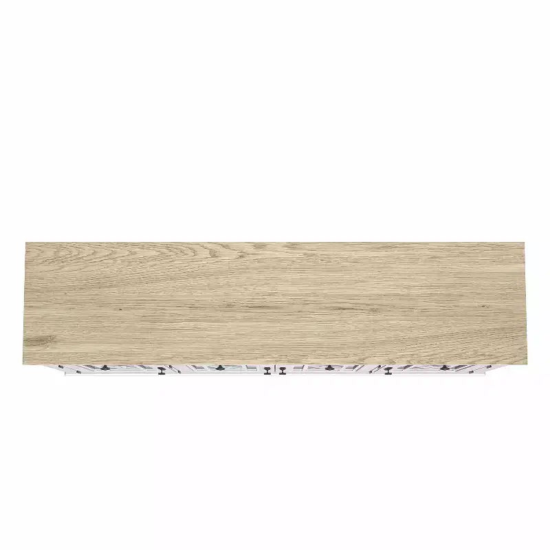 63" Vintage Style Buffet Sideboard Cabinet with Drawers and Glass Doors, White