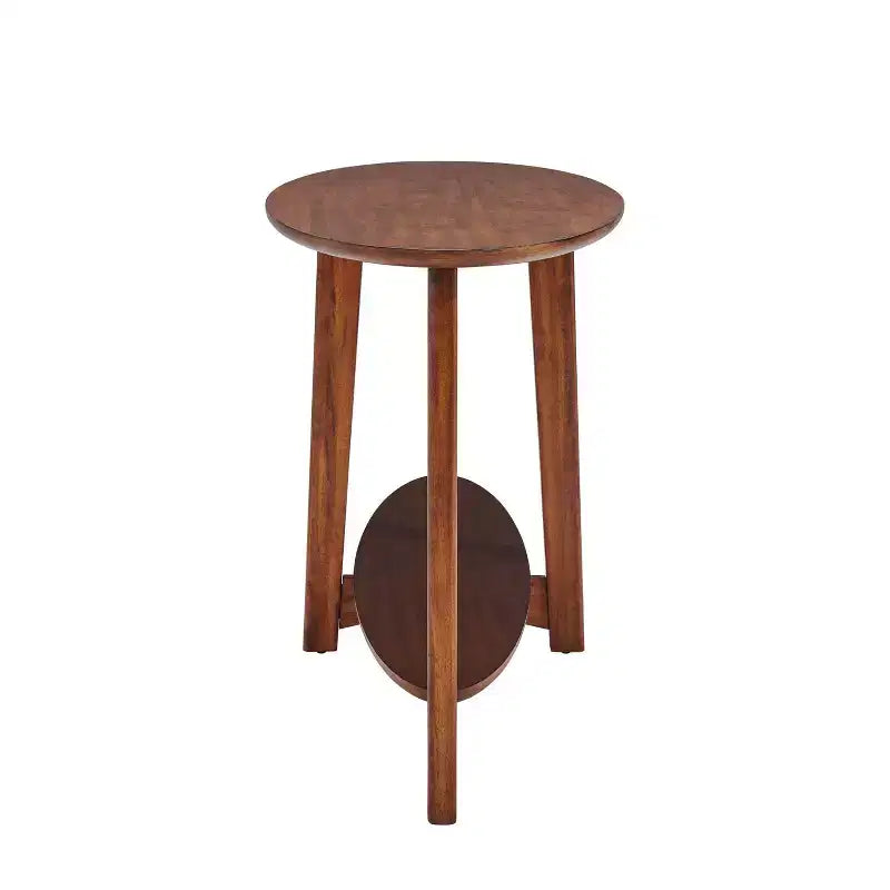 Mid Century Modern Console Table, Chestnut, 60" with Floating Shelf