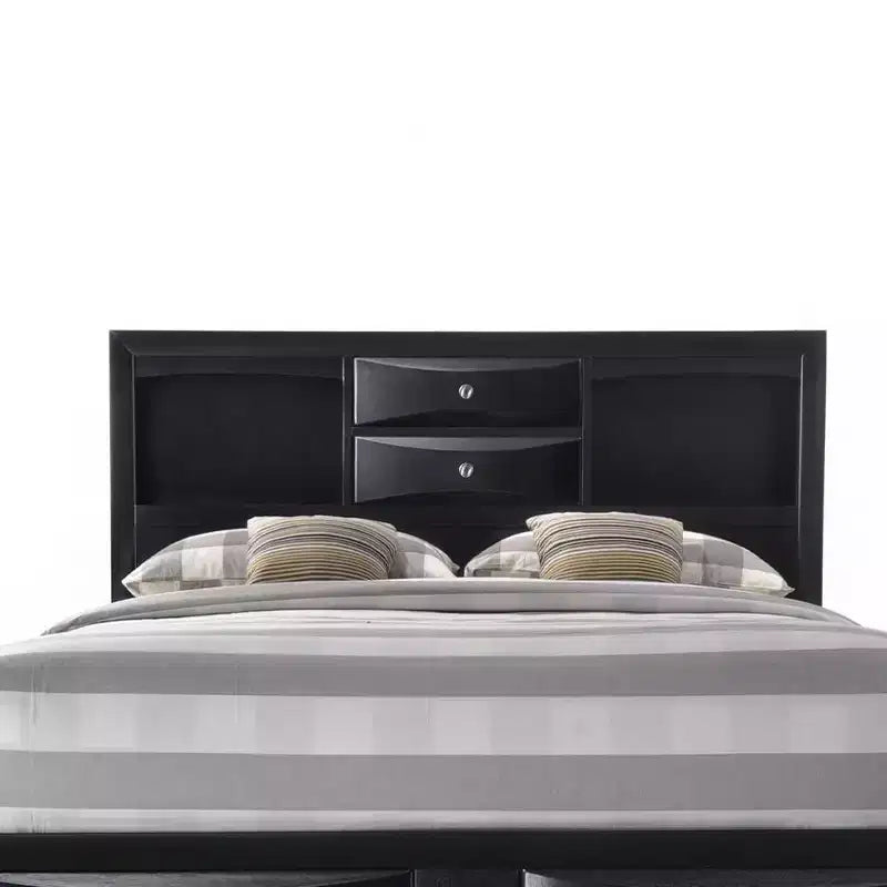 86" Full Platform Bed with Storage Drawers, Black Finish