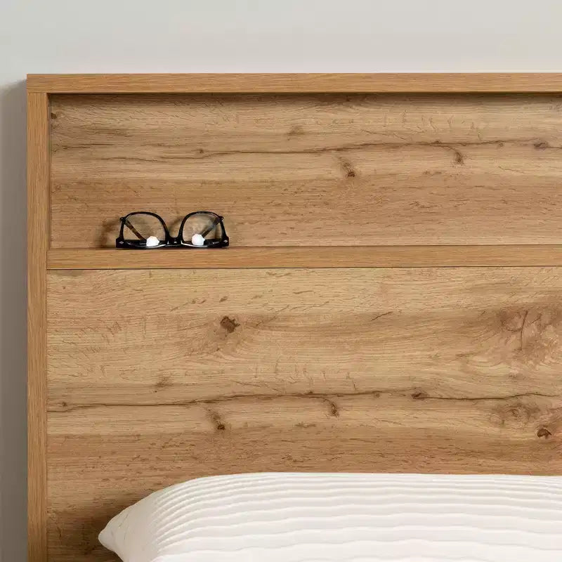 Queen Headboard with Storage Shelf - Modern Particle Board