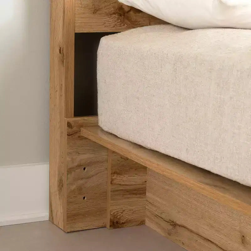 Queen Headboard with Storage Shelf - Modern Particle Board