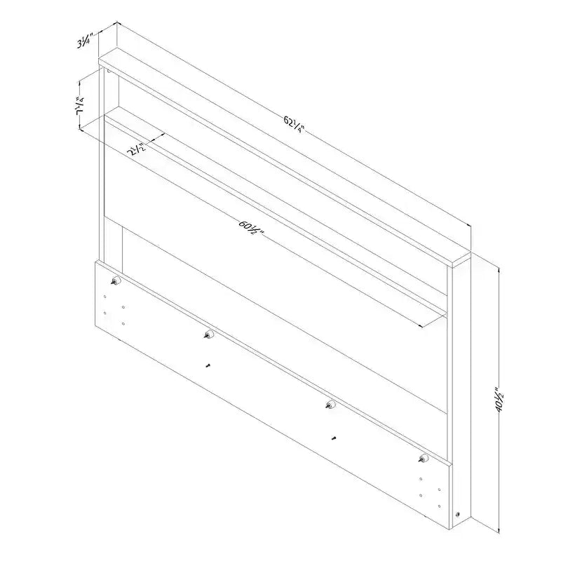 Queen Headboard with Storage Shelf - Modern Particle Board