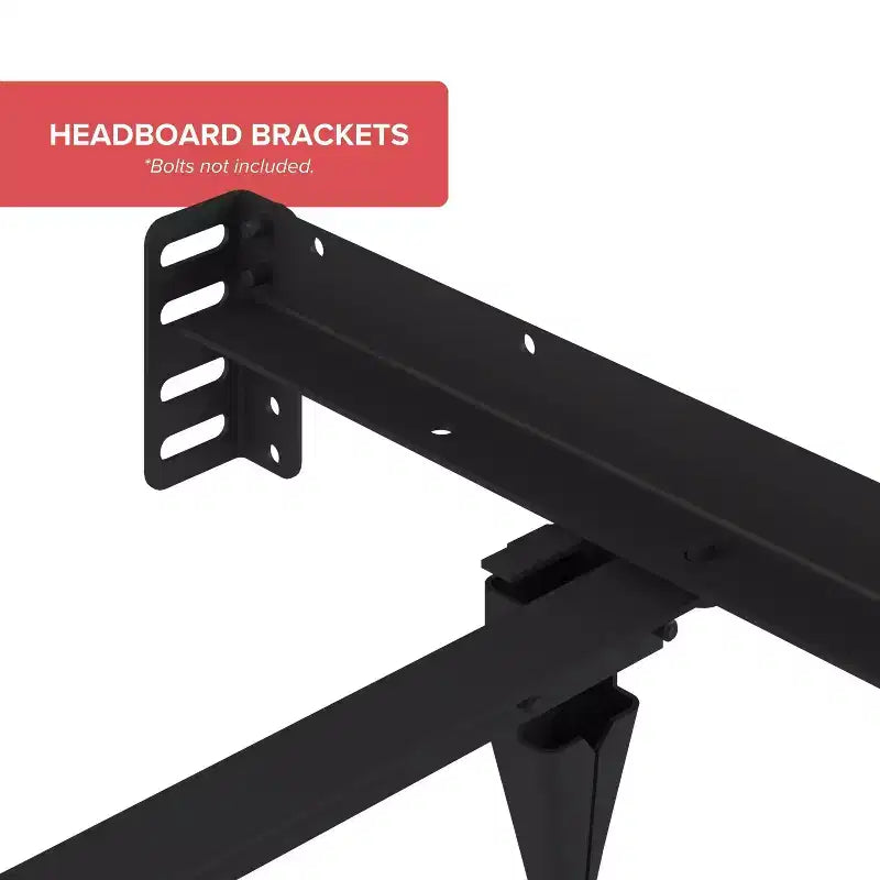 Metal Bed Frame with Universal Sizing, Black