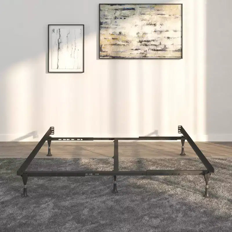 Metal Bed Frame with Universal Sizing, Black