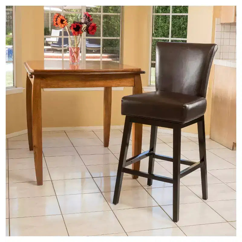 Swivel Barstool with Padded Back and Footrest