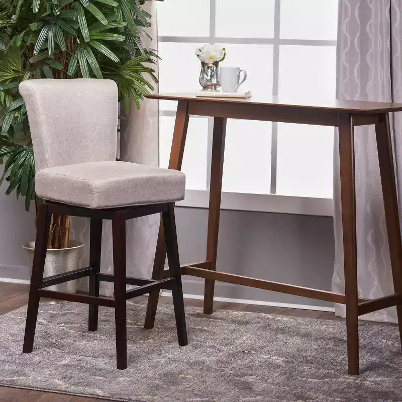 Swivel Barstool with Padded Back and Footrest