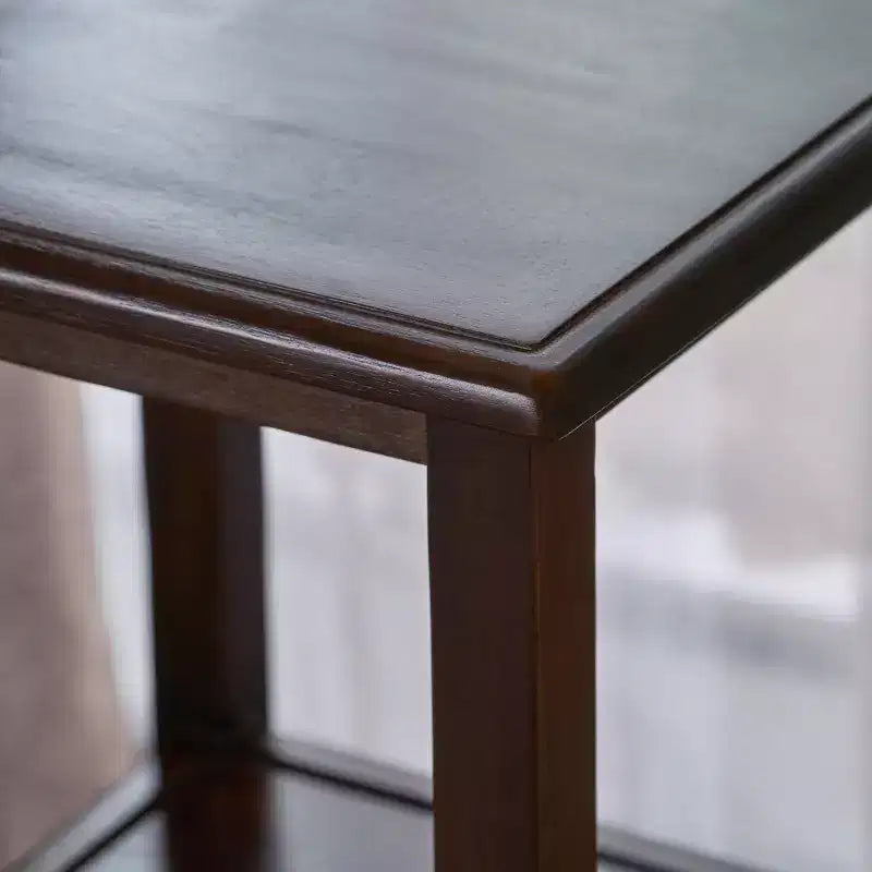Acacia Wood Accent Table with Drawer and Open Shelf