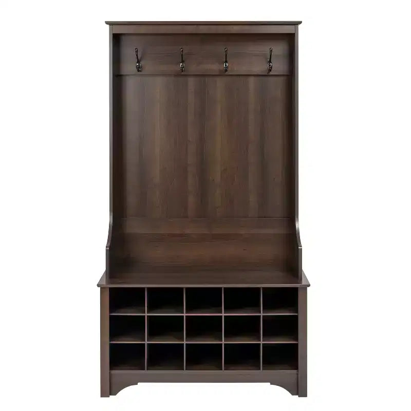Hall Tree with Shoe Storage, Drifted Gray