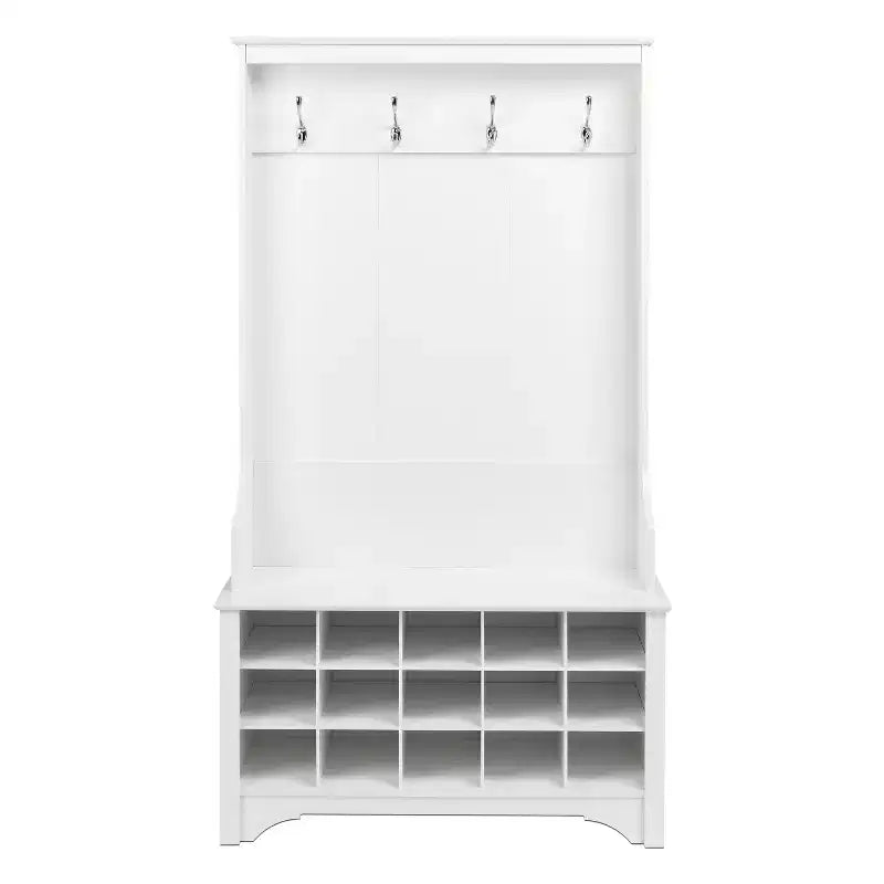 Hall Tree with Shoe Storage, Drifted Gray