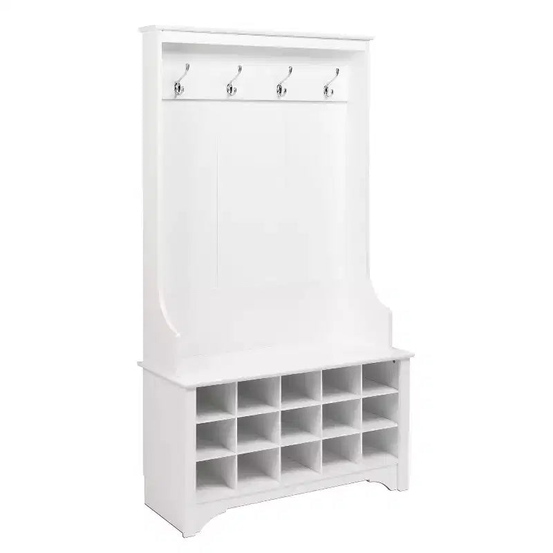 Hall Tree with Shoe Storage, Drifted Gray