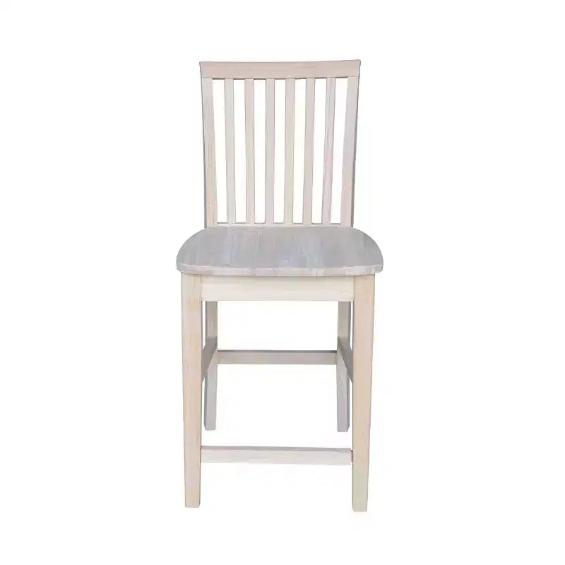 Mission Slat Back Counter Height Barstool, Unfinished Solid Hardwood