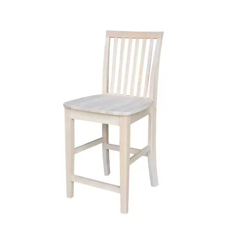 Mission Slat Back Counter Height Barstool, Unfinished Solid Hardwood