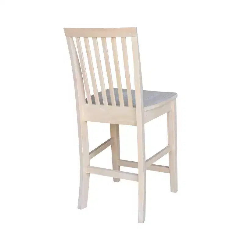 Mission Slat Back Counter Height Barstool, Unfinished Solid Hardwood