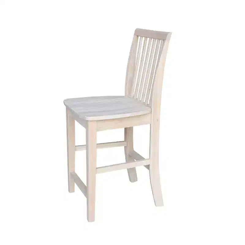Mission Slat Back Counter Height Barstool, Unfinished Solid Hardwood