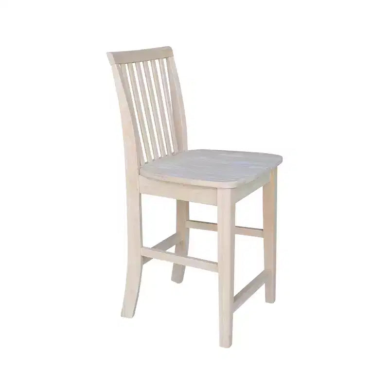 Mission Slat Back Counter Height Barstool, Unfinished Solid Hardwood