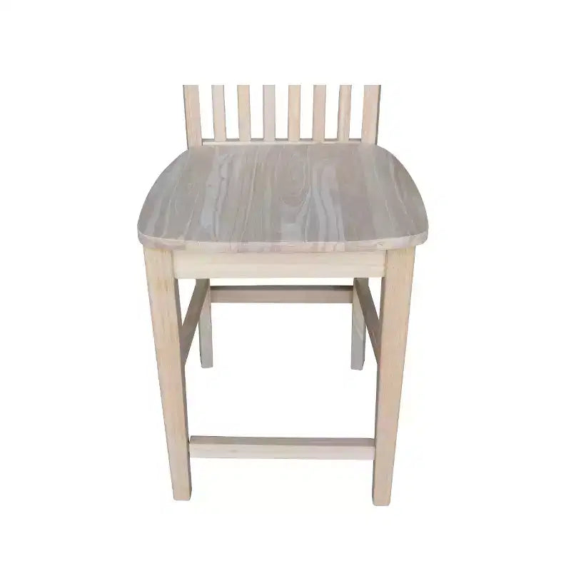 Mission Slat Back Counter Height Barstool, Unfinished Solid Hardwood