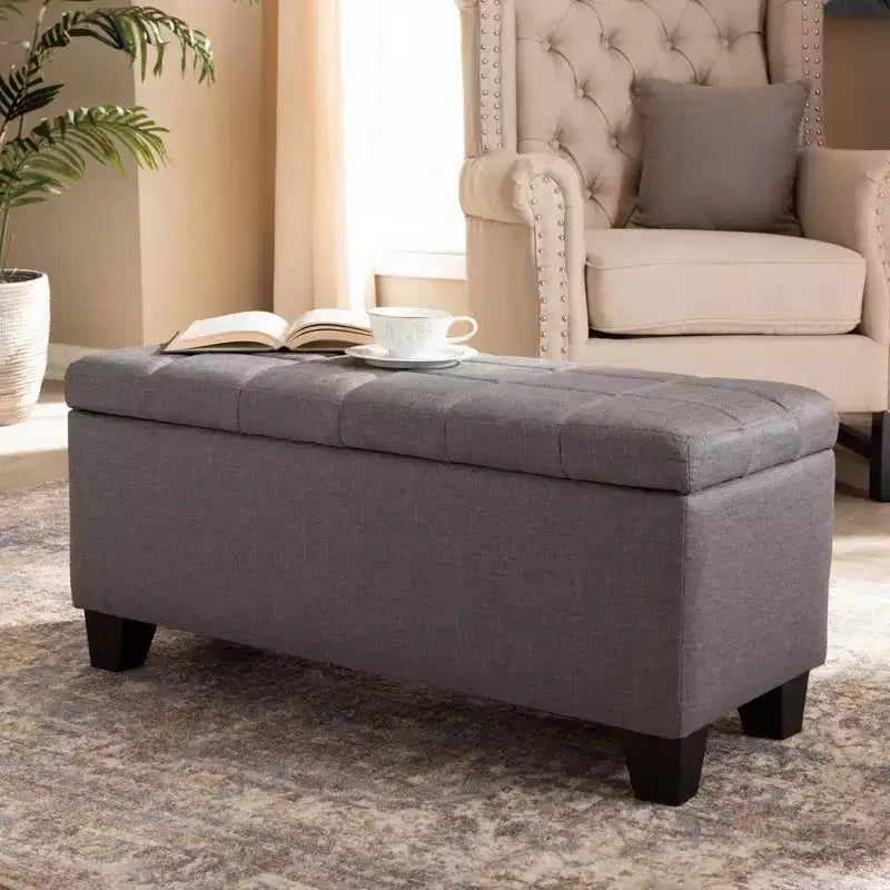 Storage Ottoman with Lift-Top and Tufted Seat