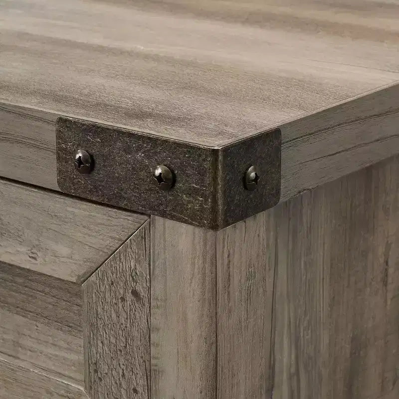 Rustic Farmhouse Barn Door Accent Cabinet with Drawer and Adjustable Shelf
