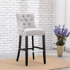 Tabouret de bar à dossier ailé capitonné en tissu de lin 29", gris clair