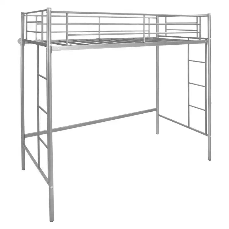 Twin Size Loft Bed, Heavy Duty Metal Frame with Safety Guardrail