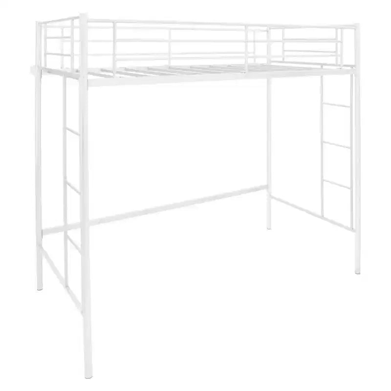 Twin Size Loft Bed, Heavy Duty Metal Frame with Safety Guardrail
