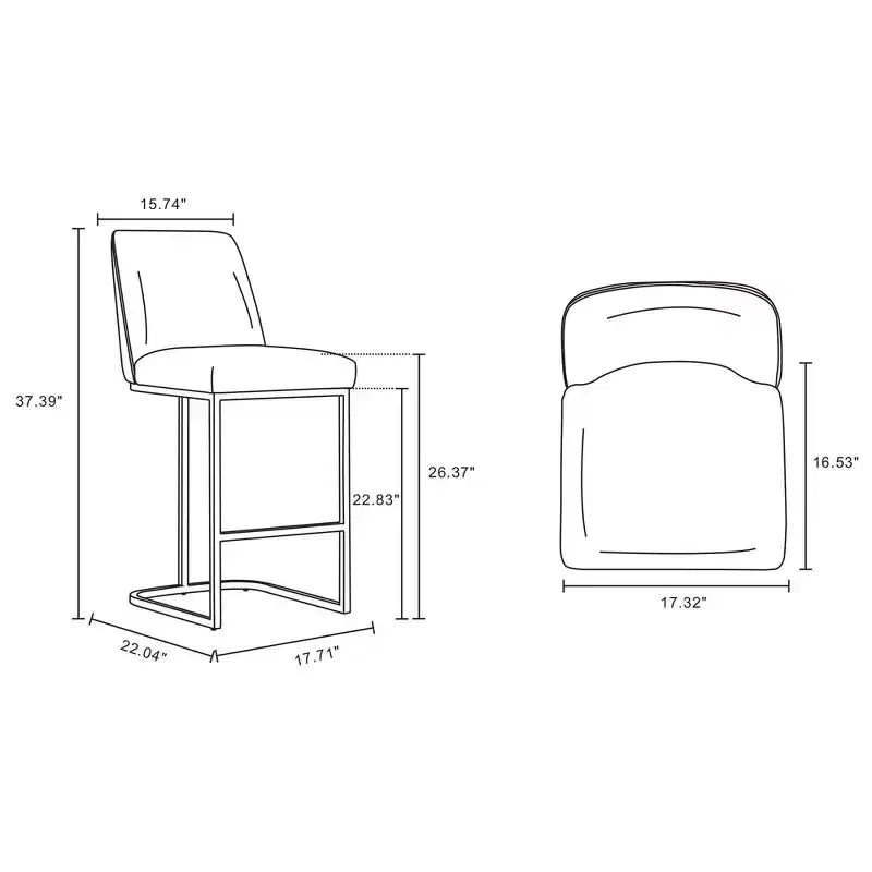 Set of 2 Leatherette Upholstered Metal Counter Height Barstools